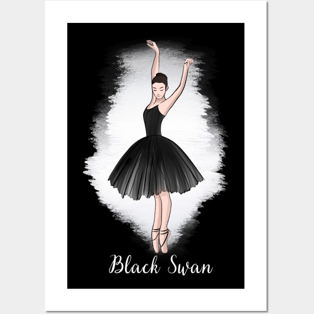 Black swan ballerina Wall Art by Kuchinska design